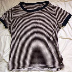 Striped shirt with blue boarded tight fitted shirt